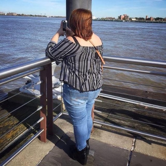 Black and White Striped Women's Top - Picture 7 of 7